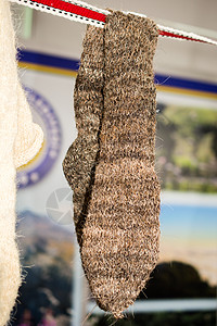 土族风格的编织袜袜子手工羊毛纺织品脚凳鞋类针线活季节性衣服火鸡针织图片