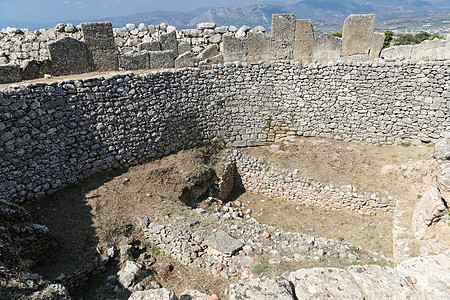 Mycenae考古遗址建筑古董王朝狮子城堡岩石历史性遗产历史爬坡图片