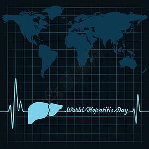 背景 世界地图世界肝炎 Da 的矢量图解器官药品疾病感染预防诊断世界横幅病人保健插画