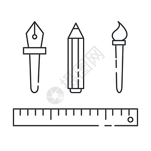 矢量直线图形设计图标 - 标尺 笔刷 铅笔 笔图片