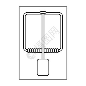 白色背景上孤立的鼠标陷阱设计危险死亡冒险标识插图食物老鼠工具灭绝捕鼠器图片
