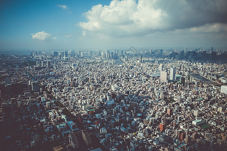 日本东京市天线空中观测 日本建筑天空中心城市鸟瞰图商业蓝色首都市中心地标图片