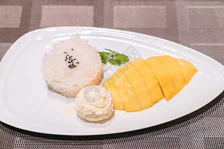 芒果粘糊饭餐厅冰淇淋营养食物椰子文化午餐甜点热带美食图片