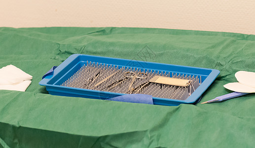 眼科手术的数项研究高原钳子金属医院绿色仪器操作剪刀背景图片