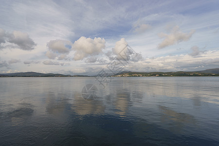 明亚河河口葡萄牙北部蓝色假期镜子天空季节海岸线太阳全景地平线旅行图片