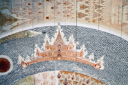 非常古老的手绘泰国寺庙伍德图片