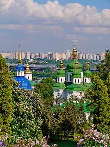 基辅的Vydubitsky修道院 前台有花栗子图片