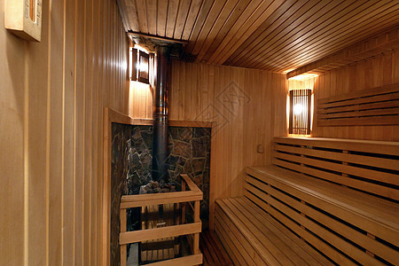 芬兰桑拿室 有三张木板凳 放轻松的好地方图片