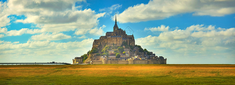 法国圣米歇尔 法国旅游晴天阳光场地景点历史旅行遗产城堡古堡图片