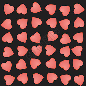 矢量无缝模式与黑色背景上可爱的粉红色心 爱矢量图样本循环卡片创造力艺术情怀装饰品粉色插图图片