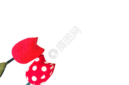红色花红白背景数字刺绣热情材料手工宏观丝绸风格卷曲织物图片
