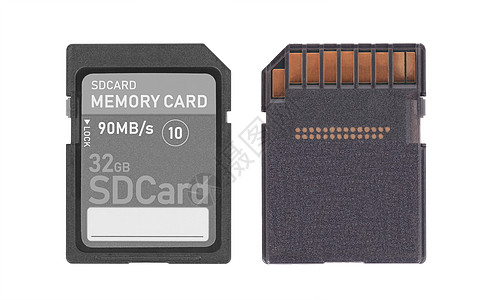 白色背景上孤立的记忆卡  32 Gigabyte贮存电脑安全店铺国标红色标准芯片网络卡片图片