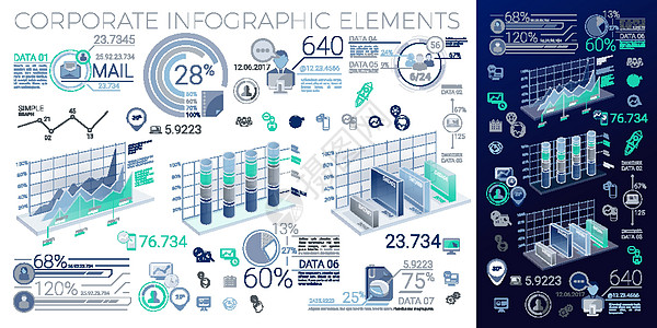 企业信息图表元素店铺公司数据数字市场贸易线索推介会报告体积图片