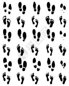 人的脚和鞋打印脚印脚步痕迹绘画白色烙印赤脚插图墨水图片