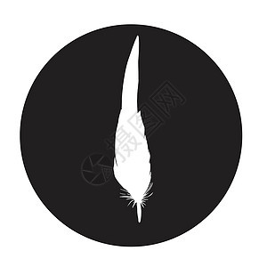 黑色圆圈中的详细羽毛轮廓 简洁时尚的插图 单色矢量墨水创造力圆形收藏绘画写作鹅毛孔雀标识艺术图片