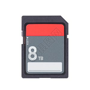 白色背景上孤立的记忆卡  8 Terabyte贮存红色店铺标准安全电脑黑色卡片芯片灰色图片