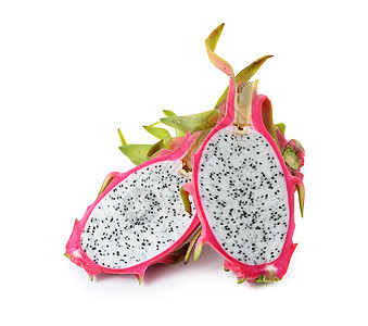 白色背景的龙果红色热带异国营养绿色情调食物粉色水果饮食图片
