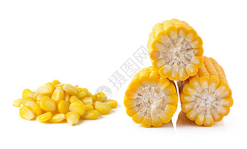 白色背景上孤立的玉米叶子蔬菜营养团体食物黄色粮食内核耳朵背景图片