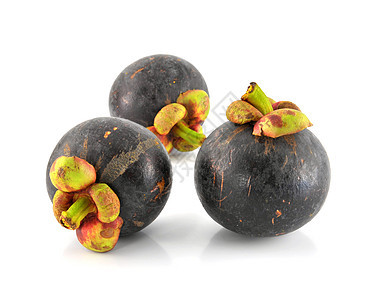 白色背景的新鲜芒果维生素食物水果藤黄营养反射紫色山竹热带异能图片