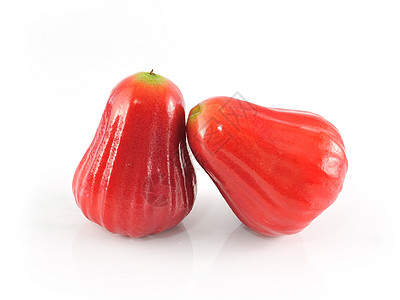 玫瑰苹果或Chomphu在白色背景上被孤立异国热带水果粉色水平团体食物红色情调营养图片