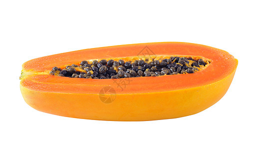 白背景上的木瓜切片种子水果橙子美食健康饮食甜食养分热带白色黄色图片