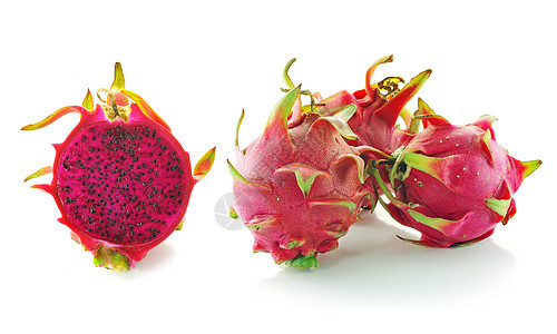 白色背景的龙果情调营养维生素魔法粉色异国饮食热带水果食物图片
