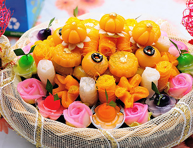 泰国甜点食物市场小吃坚果奶油厨房橙子手工热带创意图片