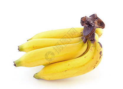 一群被白种背景孤立的香蕉小路白色食物组织皮肤黄色水果热带小吃宏观图片