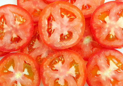 番茄片蔬菜植物宏观食物红色美味白色果汁图片