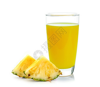 白纸上隔绝的菠萝汁菠萝饮食橙子玻璃饮料白色凤梨水果甜点绿色图片