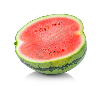 白色背景上孤立的西瓜水果食物绿色小吃红色甜点营养饮食圆形图片