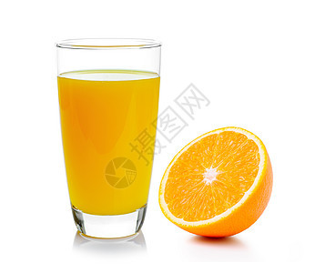 新鲜橙子和果汁玻璃饮料水果食物液体白色黄色图片