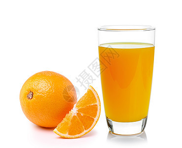 新鲜橙子和果汁玻璃黄色液体水果饮料食物白色图片