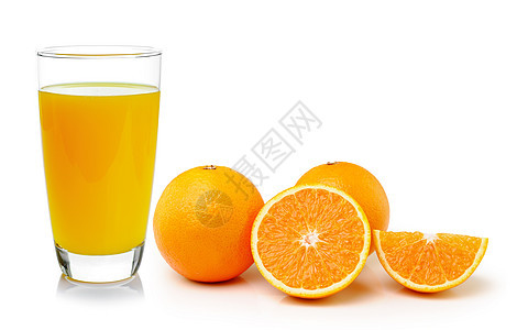 新鲜橙子和果汁玻璃食物液体饮料白色水果黄色图片
