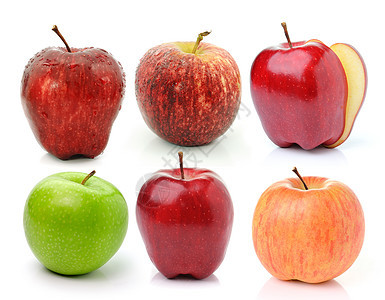 红熟和绿苹果 白底孤立于白底饮食食物水果绿色白色甜点植物红色农业图片