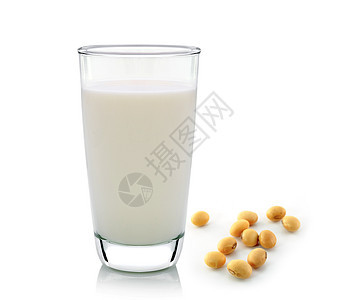 白底的含大豆奶杯子茶点豆浆饮料豆类纤维种子营养粮食食物图片