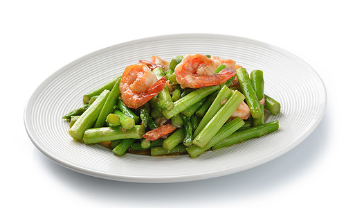 食 阿斯帕拉古斯炒虾鱼沙拉搅拌午餐绿色美食蔬菜烹饪油炸食物海鲜图片
