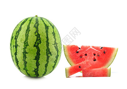 白色背景上孤立的西瓜食物绿色饮食甜点水果红色图片