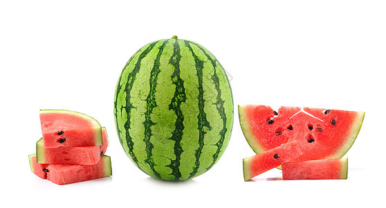 白色背景上孤立的西瓜饮食红色绿色甜点食物水果图片