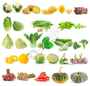 白色背景的蔬菜组合Name土豆黄色菜花健康市场茄子水果黄瓜收藏绿色图片