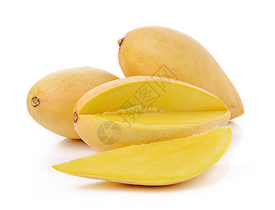 白背景孤立的里普芒果营养食物黄色水果白色图片