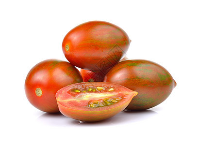 白色背景的巧克力番茄或棕色番茄蔬菜食物红色水果沙拉厨房绿色叶子文化美食图片