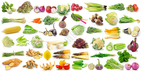 白色背景的蔬菜组合Name香菜玉米团体食物黄瓜柠檬茄子萝卜市场胡椒图片