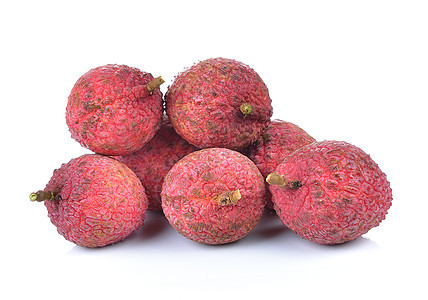 白色背景上分离的新鲜液化新树枝异国食物粉色情调水果热带叶子团体红色图片