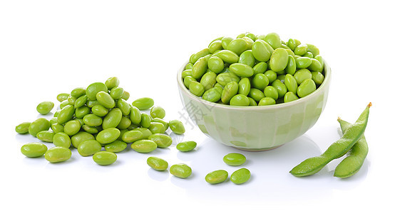 白底碗中的爱达美豆豆豆子食物饮食健康营养白色纤维美食大豆绿色图片