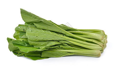 白色背景的中国芥子绿无毒叶子绿色青菜植物芸苔营养蔬菜芥菜食物图片