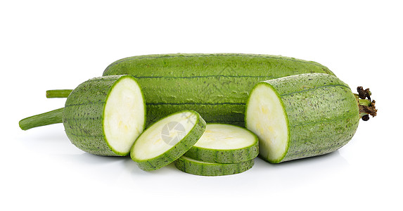 白背景的海绵瓜圆柱体白色植物食物绿色水果营养热带蔬菜海绵图片