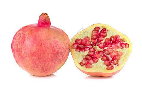 白色背景上的石榴种子甜点饮食红色食物热带水果图片