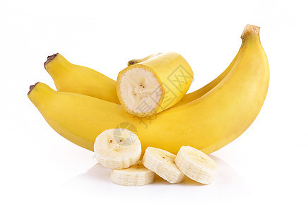 白色背景的香蕉早餐水果小吃营养热带宏观饮食团体黄色食物图片