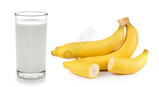 白底玻璃和香蕉的鲜奶 白色本底图片